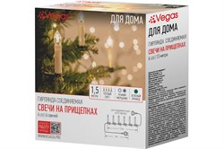 Электрогирлянда VEGAS Свечи на прищепках 6 теплых LED ламп, зел провод 1,5 м 55127 - фото 100159