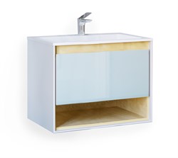 Тумба для ванной комнаты Glass 80 подвесная белая - фото 100693