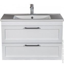 Тумба для ванной комнаты INARI 85 с умывальником, консольная, белая матовая - фото 100806