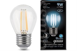 Лампа Gauss LED Filament Шар 9W 710Lm 4100К Е27 105802209 - фото 101038