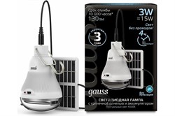 Лампа GAUSS LED A60 3W 130Lm 4000K с солнечной панелью 902102203 - фото 101082