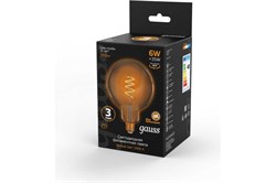 Лампа GAUSS LED Filament G125 6W 360Lm E27 2400К Flexible Golden 158802008 - фото 101322
