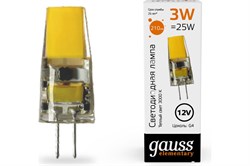 Лампа GAUSS LED Elementary G4 12V 3W 250Lm 3000K силикон 18713 - фото 101390
