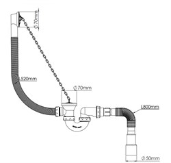 Сифон AQUANOVA для ванны 1520 - фото 101486