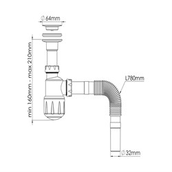 Сифон AQUANOVA для умывальника 1050 - фото 101523