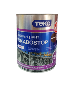 Эмаль-грунт ТЕКС алкид по ржавчине РжавоStop коричневая 0,9кг - фото 101641