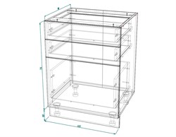 Шкаф FORM&STYLE нижний выс 822 шир 800 глуб 600 3 ящика НШ МДФ 88 3Я - фото 101674