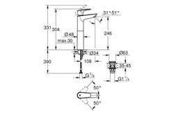 Смеситель GROHE Start Edge отдельностоящей раковины XL 23777001 - фото 101796