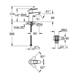Смеситель GROHE Start Loop для раковины с нажимным донным клапаном S 23351001 - фото 101798