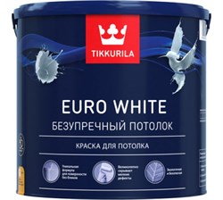 Краска EURO WHITE для потолка белая глубоко-матовая 9л - фото 101867