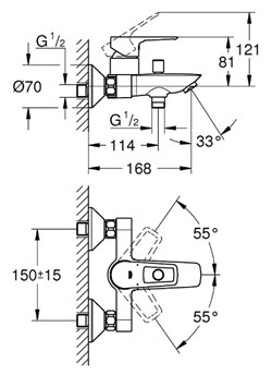 Смеситель GROHE Start Loop для ванны наружний 23355001 - фото 102000
