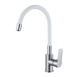 Смеситель Decoroom для кухни с гибким цветным изливом, белый DR22022-White - фото 102059