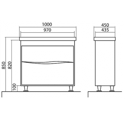 Тумба для ванной комнаты АЛЬФА 100 с умывальником - фото 10275