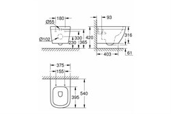 Унитаз подвесной GROHE Euro Ceramic 39538000 - фото 103323