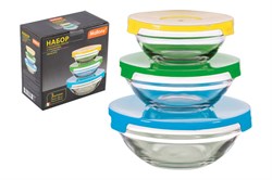 Набор MALLONY Insalato из 3-х стеклянных мисок с крышками 360/510/920мл 007178 - фото 103463