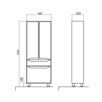Пенал для ванной комнаты РОДОРС 60см с корзиной для белья - фото 10363