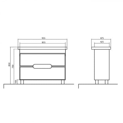 Тумба для ванной комнаты BOSTON 95 с умывальником - фото 10367