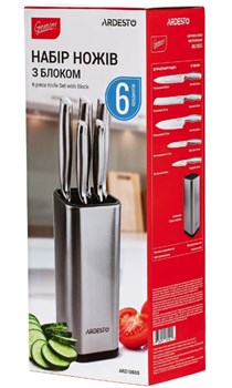 Набор ножей ARDESTO GEMINI нерж. сталь, блок: нер. сталь,пластик 6пр AR2106SS - фото 103687