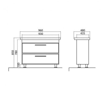 Тумба для ванной комнаты ПАОЛА 100 с умывальником консольная - фото 10375