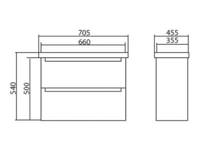 Тумба для ванной комнаты HeadWay 70 консольная с умывальником EAST - фото 10382