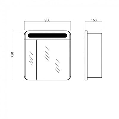 Зеркало-галерея для ванной комнаты АВАЛОН 80 с подсветкой - фото 10384