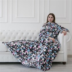 Покрывало-плед Душечка с рукавами Конфети рис.140, 140*180см, велсофт 280г/м, п/э100% 6833357 - фото 104005
