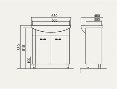 Тумба для ванной комнаты ANITA 65 в комплекте с умыв 2196500U NOVA 65см АР0002538 - фото 10424
