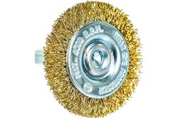 Щетка MATRIX для дрели 40мм плоская со шпилькой, латунированная витая проволока 74442 - фото 104707
