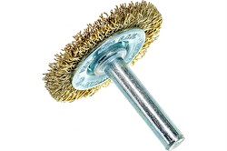 Щетка MATRIX для дрели 40мм плоская со шпилькой, латунированная витая проволока 74442 - фото 104708