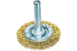 Щетка MATRIX для дрели 40мм плоская со шпилькой, латунированная витая проволока 74442 - фото 104709