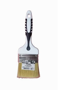 Кисть DECOR плоская Black White универсальная 75х15мм, светлая смеш. щетина, 2К ручка 880-075 - фото 104866