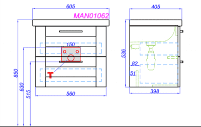 Тумба для ванной комнаты AQWELLA Манчестер 60 MAN01062 белый с раковиной - фото 10496