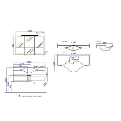 Тумба для ванной комнаты подвес. AQWELLA Бродвей110 Т10/001/BLK  черная ящ с раковиной Brw.01.10/001 - фото 10542