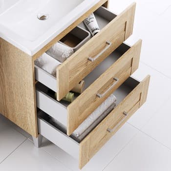 Тумба для ванной комнаты AQWELLA Фостер 70 Т7/3/DS дуб сонома с раковиной FOS01073DS - фото 10546