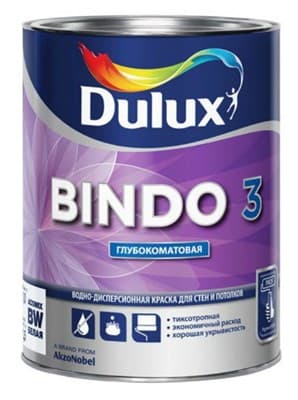 Краска водоэмульсионная Dulux BINDO 3 мат. Белый 2,5л 5183724 - фото 10720