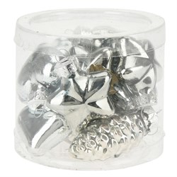 Набор ёлочных украшений ШИШКА/СЕРДЦЕ/ЗВЕЗДА 12шт, серебро ABR704310 - фото 107707