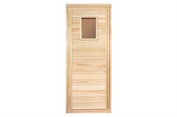 Дверь БАННЫЕ ШТУЧКИ 1,7*0,7м, со стеклом 4мм, липа, класс Б, короб из липы 34021 - фото 107847