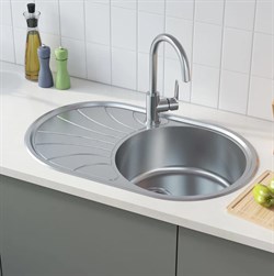 Мойка IDDIS SUNO нержавеющая cталь, правая, матовая поверность, овальная 77*48*18 SUN77SRi77 - фото 108063