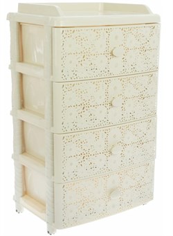 Комод АЛЬТЕРНАТИВА Лаура 4-х секционный широкий, сл.кость М6839 - фото 108191