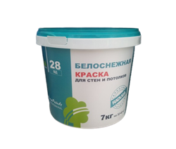 Краска РАДУГА-28 водоэмульсионная для потолков и стен (5л-7кг) Белоснежная - фото 108467