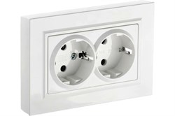 Розетка BRITE двойная с з/к/ш 16А в сборе, белая BR-R24-16-K01-F - фото 108737