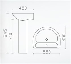 Раковина с пьедесталом ZP 001/LZ001 54см - фото 109539