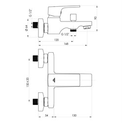 Смеситель RUBINETA Modena-10/K (BK) для ванны MD10K68 - фото 109620