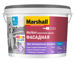 Краска водоэмульсионная MARSHALL AKRIKOR фасадная латексная 9л 5248878 - фото 110233