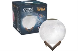 Светильник Gauss настольный NN004 3D Луна 1W 220-240V D13см белый 13см c увлажнителем воздуха LED 1/ - фото 112905