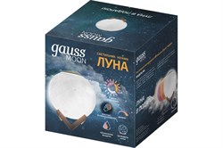 Светильник Gauss настольный NN004 3D Луна 1W 220-240V D13см белый 13см c увлажнителем воздуха LED 1/ - фото 112906