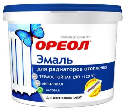 Эмаль ОРЕОЛ для радиаторов Акрил белая матовая 1,1кг - фото 11736