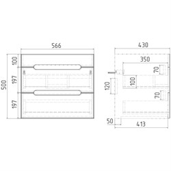 Тумба Марсель под умывальник COMO 60 2 ящика подвесная белая - фото 117856