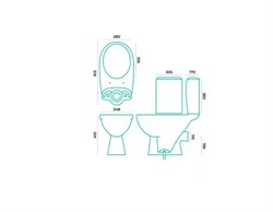 Унитаз компакт Фобос 2 уровневой арматурой, сиденьем белый - фото 117901