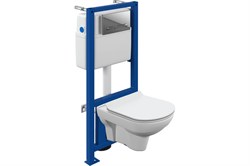 Инсталляция для унитаза CITY CO DPL EO slim (инсталляция, подвесной унитаз, сиденье, кнопка белый) - фото 118399